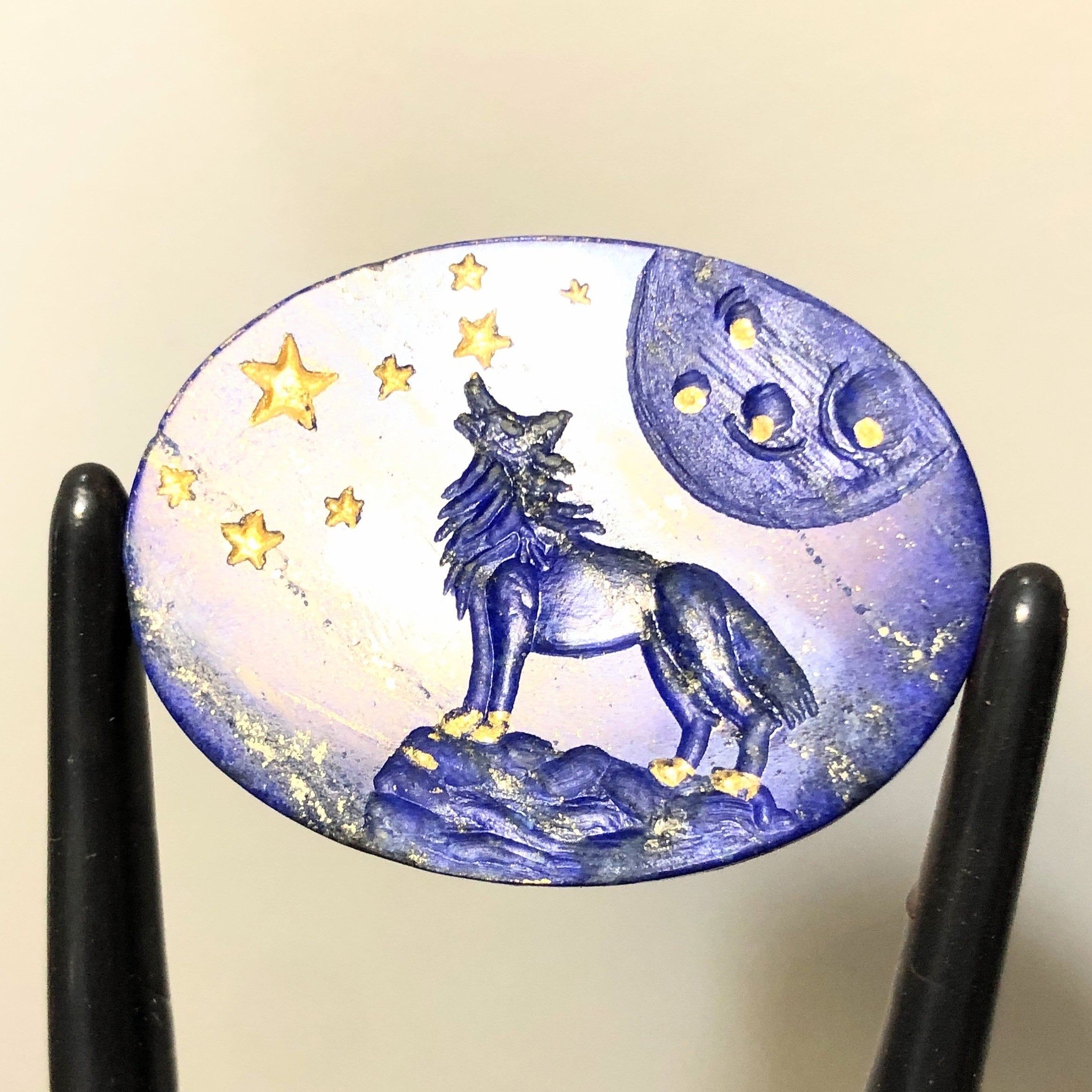 Personalized Lapis Lazuli Intaglio: Hand Carved Family Crest Gemstone