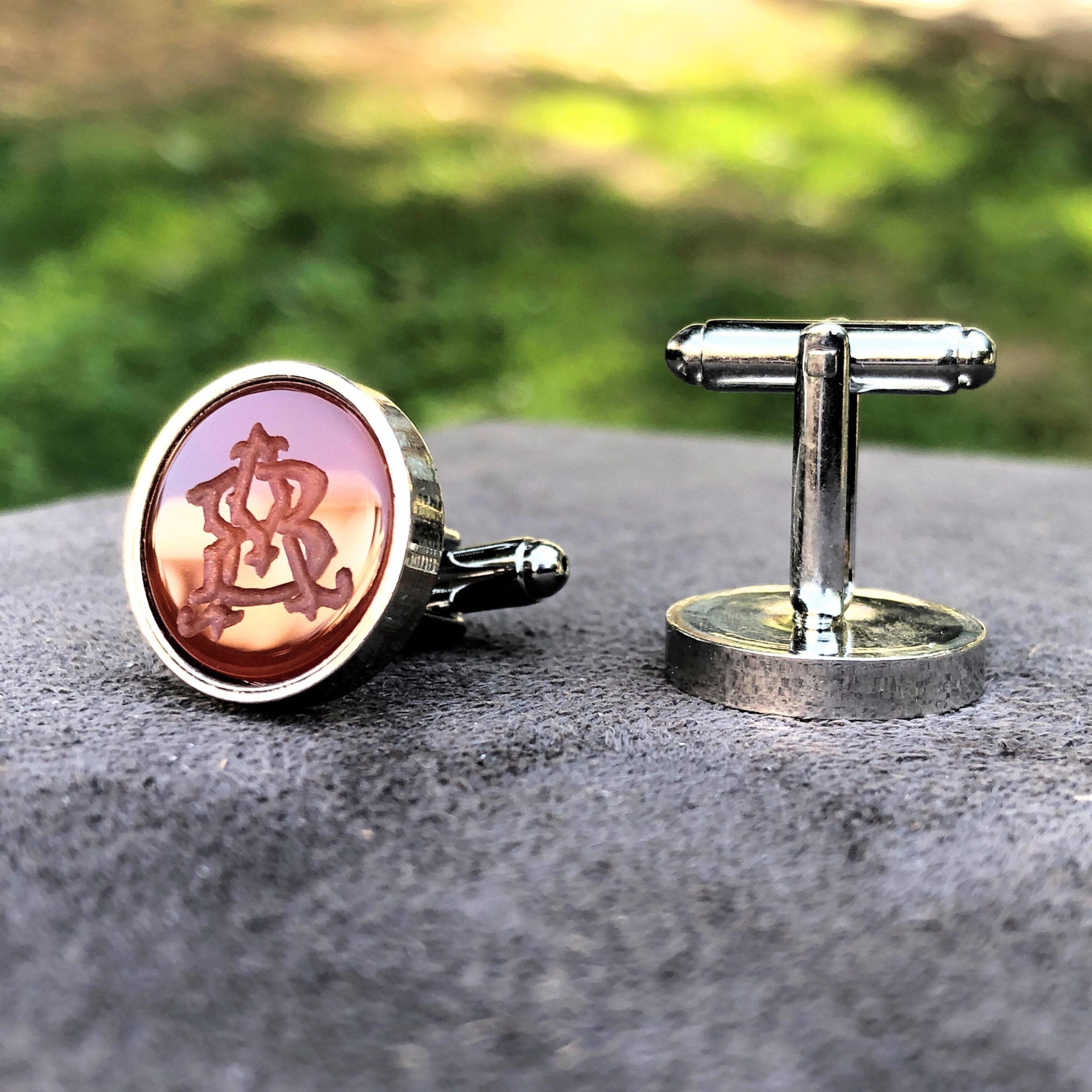 Custom Gemstone Intaglio Carving Cufflinks, Personalized Engraving Cufflinks, Gift Jewellery