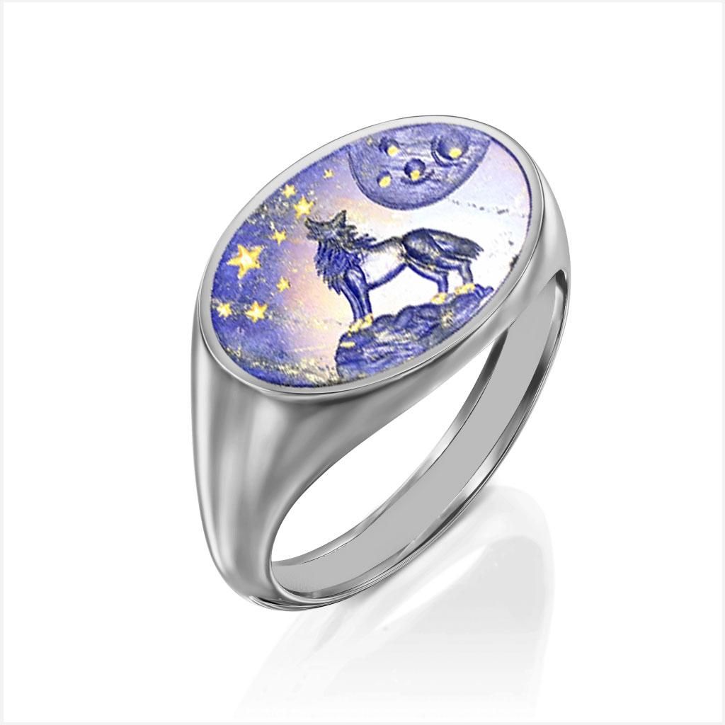 Custom Family Crest Sterling Silver Signet Ring: Antique Intaglio Seal