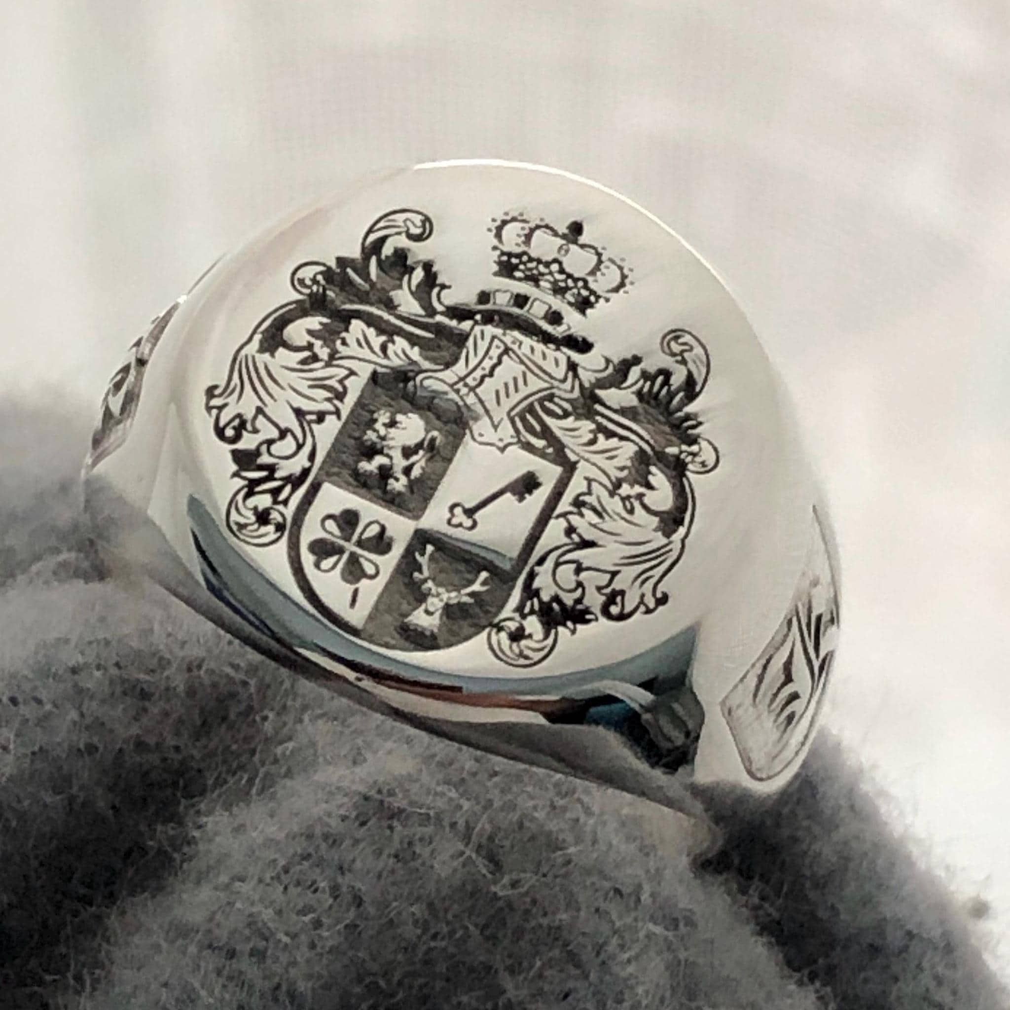 Custom Family Crest Signet Ring: Handmade Coat of Arms Ring