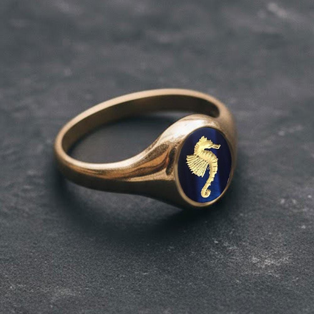 Gold Signet Pinky Intaglio Signet Ring, Oval Carving Little Finger Pinky Seal Oval Band, 925 Sterling Silver Statement, Gemstone Engraving