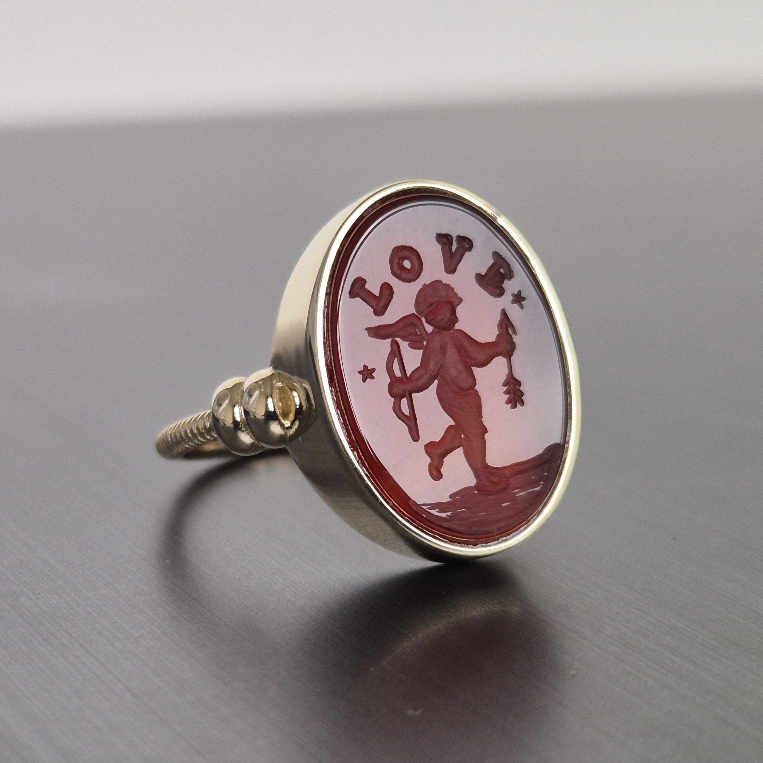 Personalized Vintage Signet / Seal Ring, Handmade Marine Jewelry, Antique Style Oval